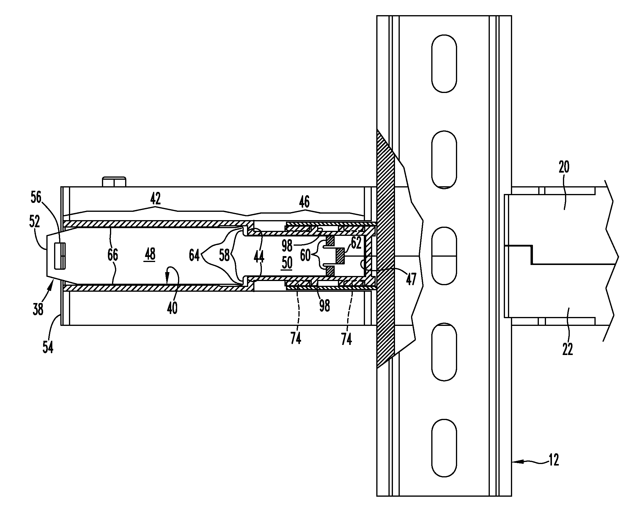 Latch assembly for mounting power supply base for a process fieldbus on a DIN rail and method