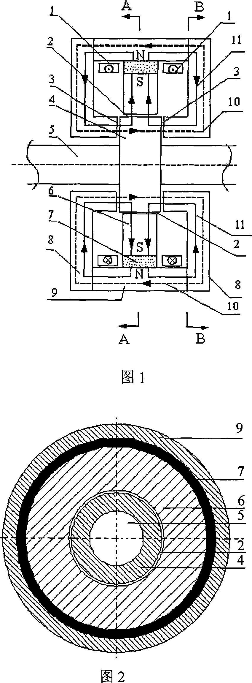 Permanent magnet bias-magnetic axial mixed magnetic bearing