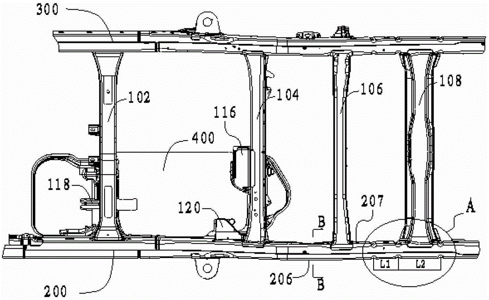 Frame for vehicle and automobile with same