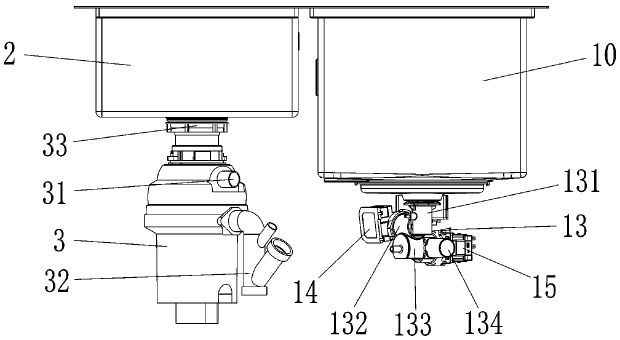 Sink dishwasher with residue treatment function and intelligent linkage control system of sink dishwasher