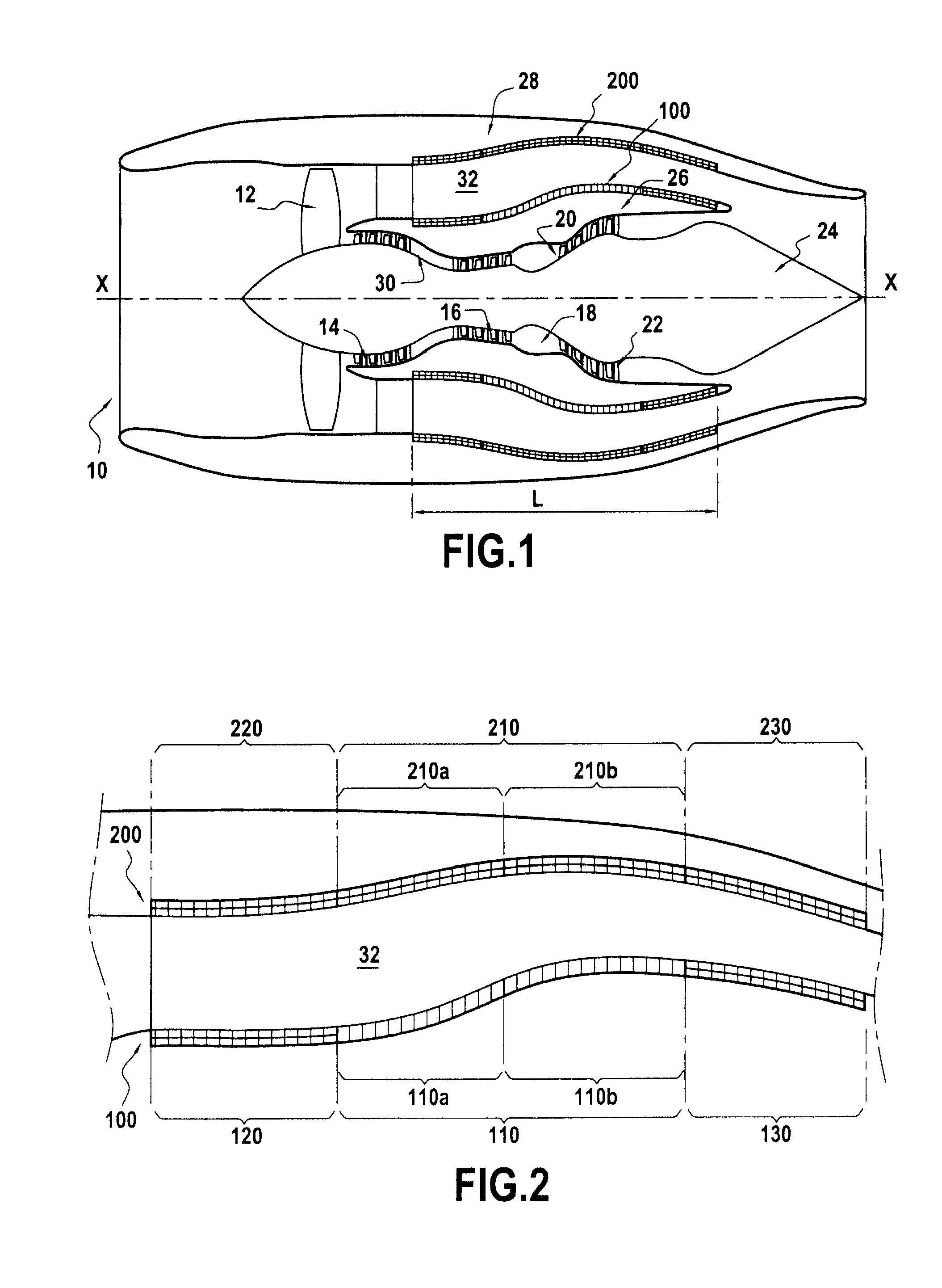 Device for acoustic treatment of the noise emitted by a turbojet