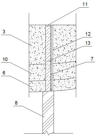 Anti-settlement structure for large-section tunnel base under loose rock heap body stratum and construction method