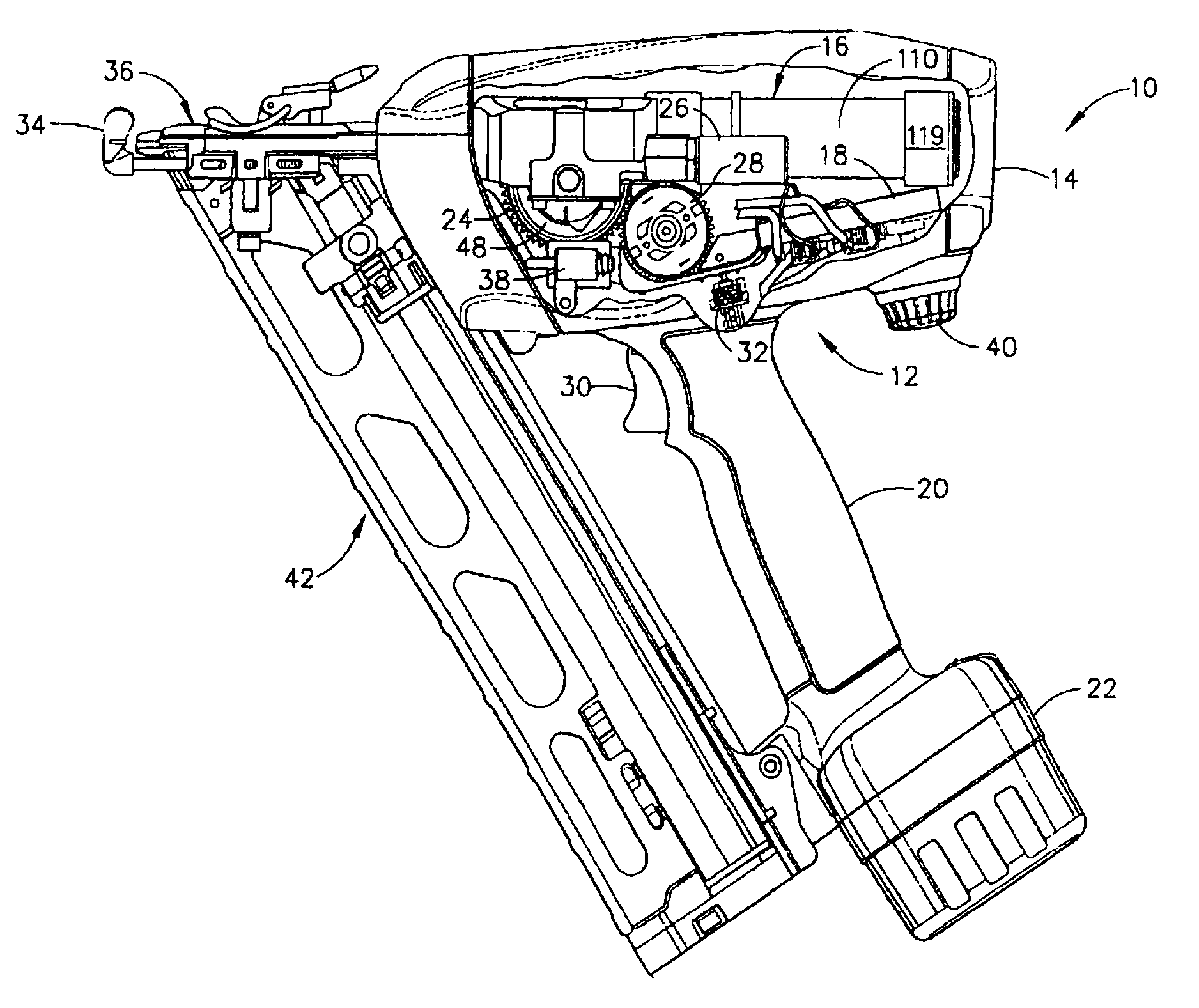 Control module for flywheel operated hand tool