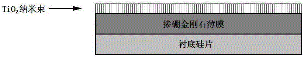 TiO2 nano-beam/boron-doped diamond film composite photoelectrocatalysis electrode and preparation method and application thereof