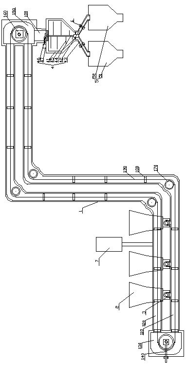 Mortar ash mixing station adopting pipe chain conveying, and preparation method and application thereof