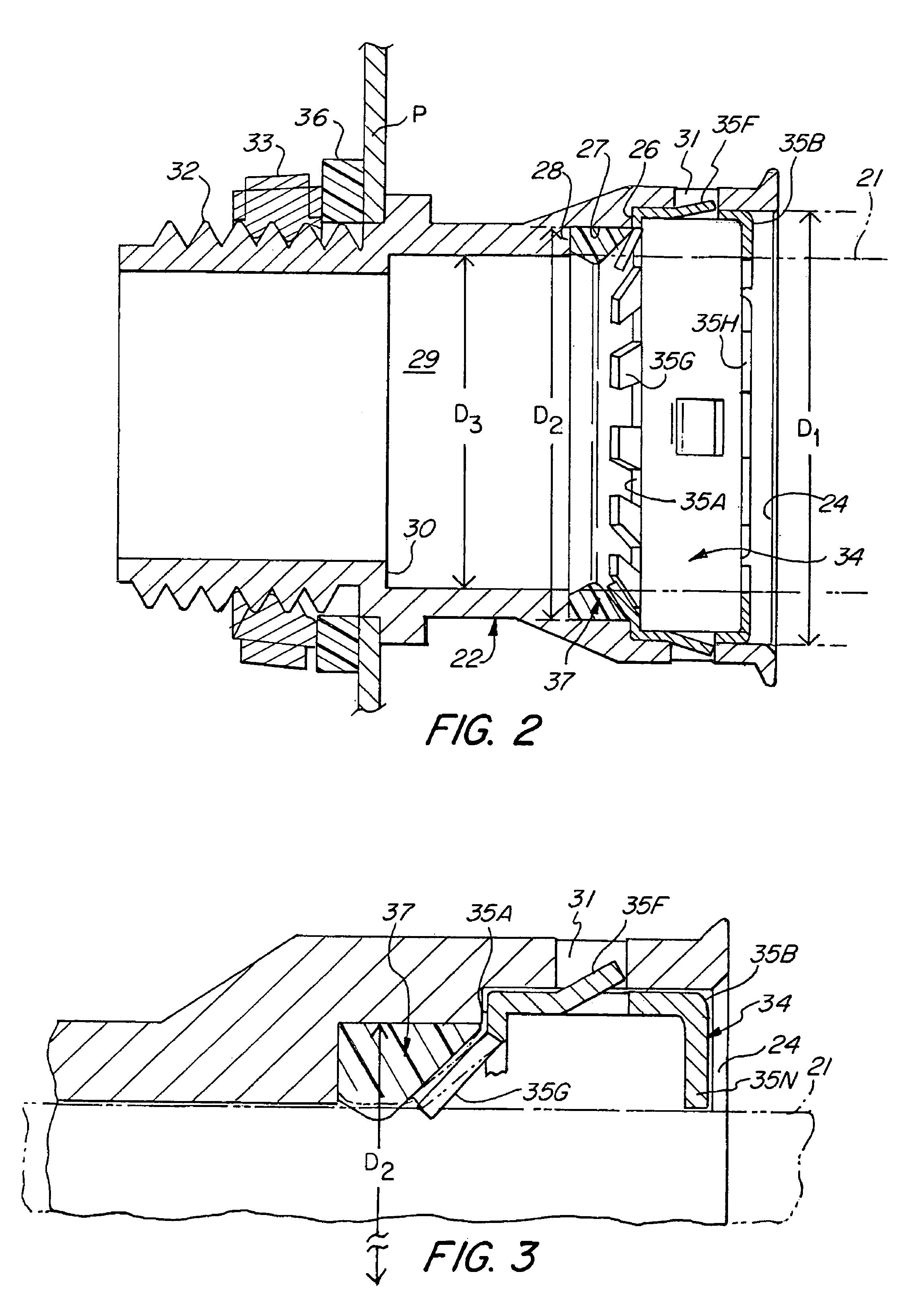 Electric metal tube push-in fitting