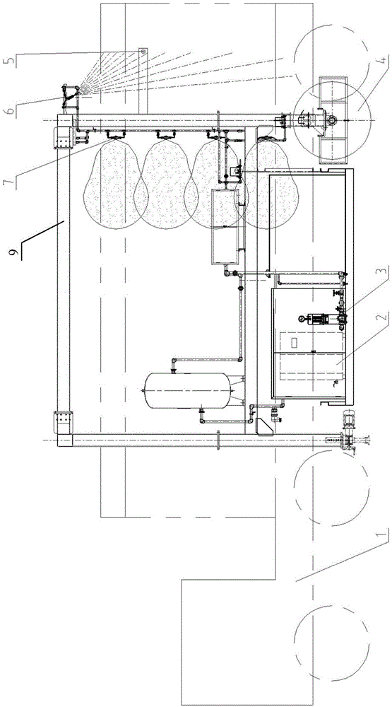 Movable automatic spray channel disinfection equipment used for containers