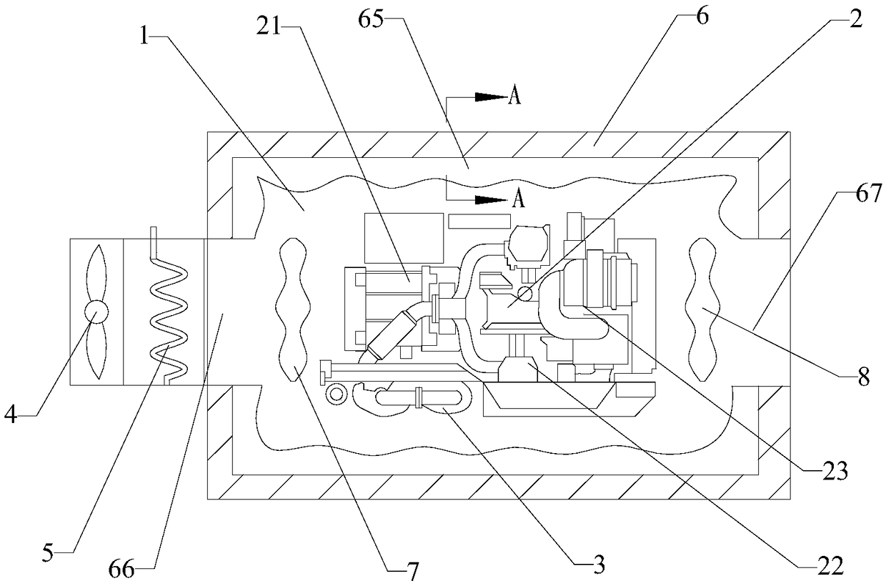 High heat dissipation and silencing diesel generator set