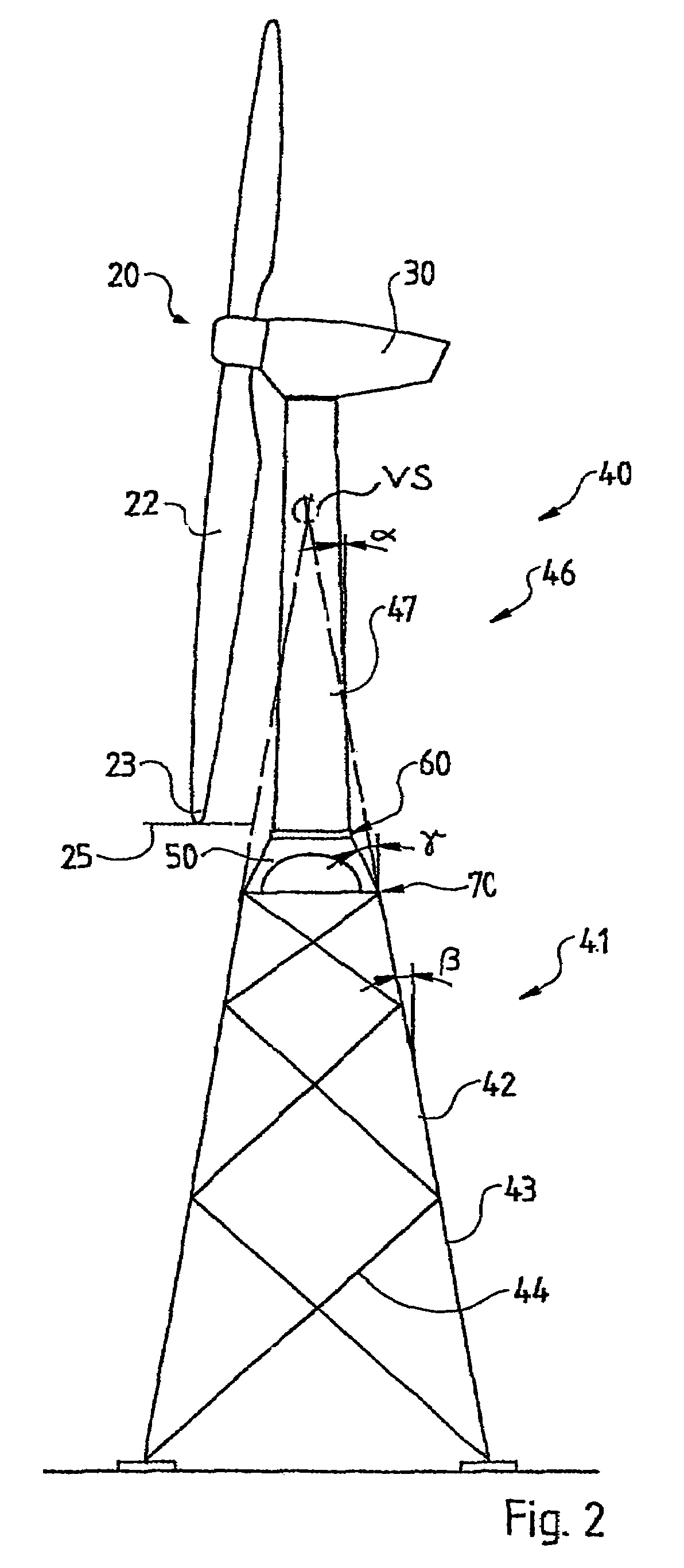 Tower for a wind power station