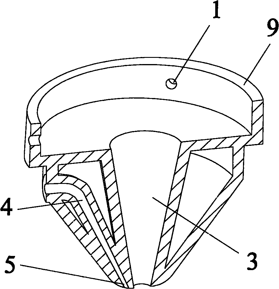 Laser cladding nozzle convenient for cooling and manufacturing method thereof