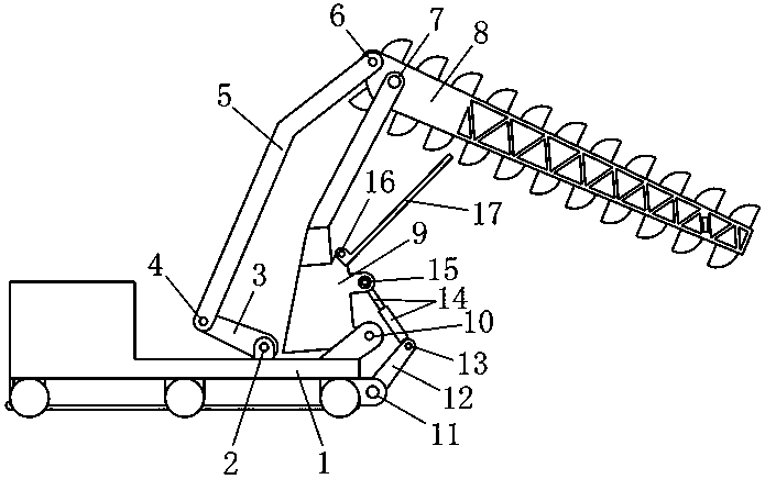 Two-degree-of-freedom chain bucket type electrically-controlled trenching machine