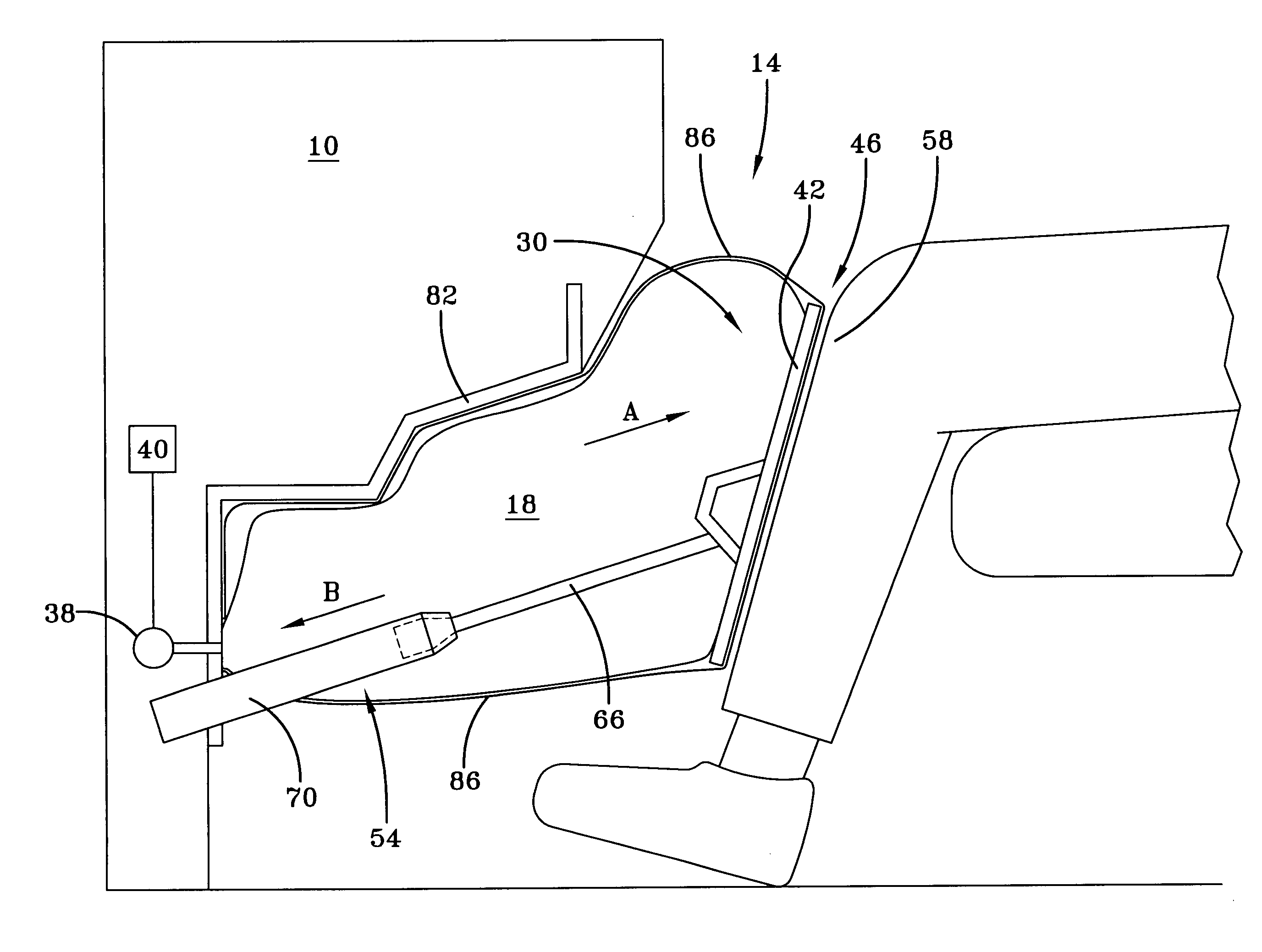 Upward deploying inflatable knee bolster with mechanical guides