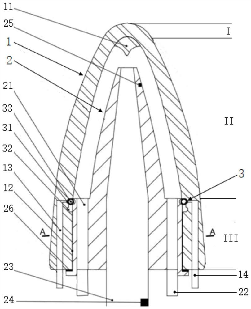 A water-cooled head with automatic branch cooling