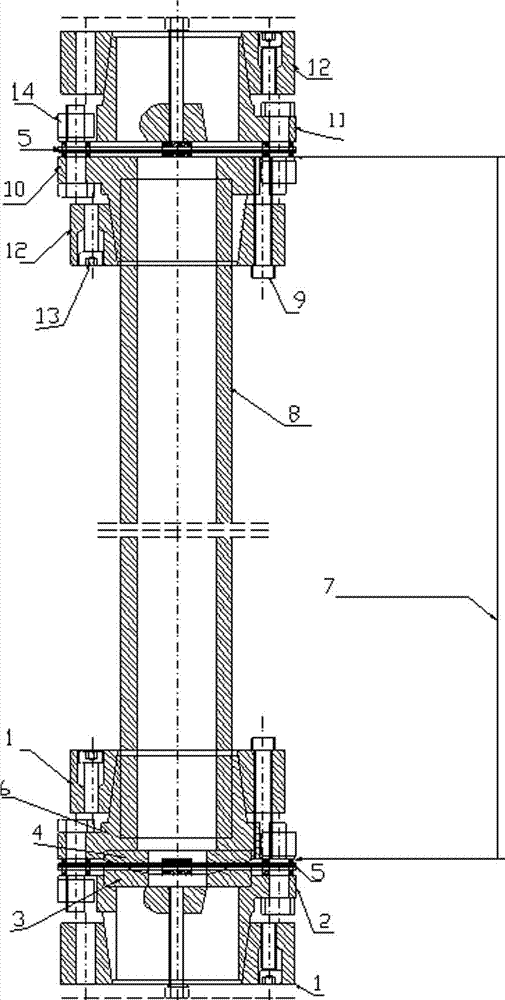 Novel combined type bidirectional flexible diaphragm coupling with tubular long shaft and method for manufacturing novel combined type bidirectional flexible diaphragm coupling with tubular long shaft