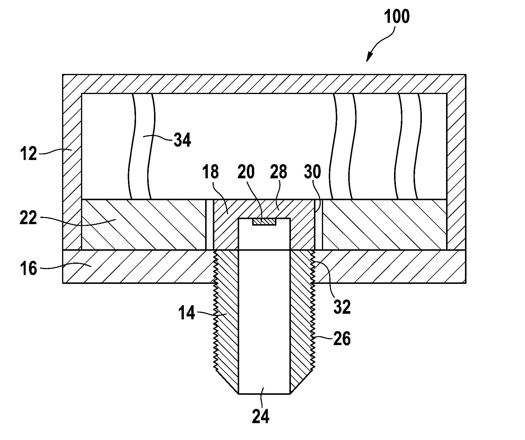 Pressure sensor arrangement for detecting a pressure of a fluid medium in a measurement area