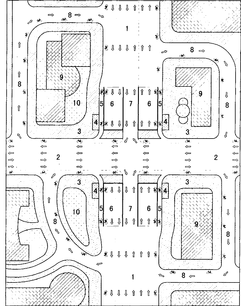 Low span-depth path separate passing through inter change cross junction