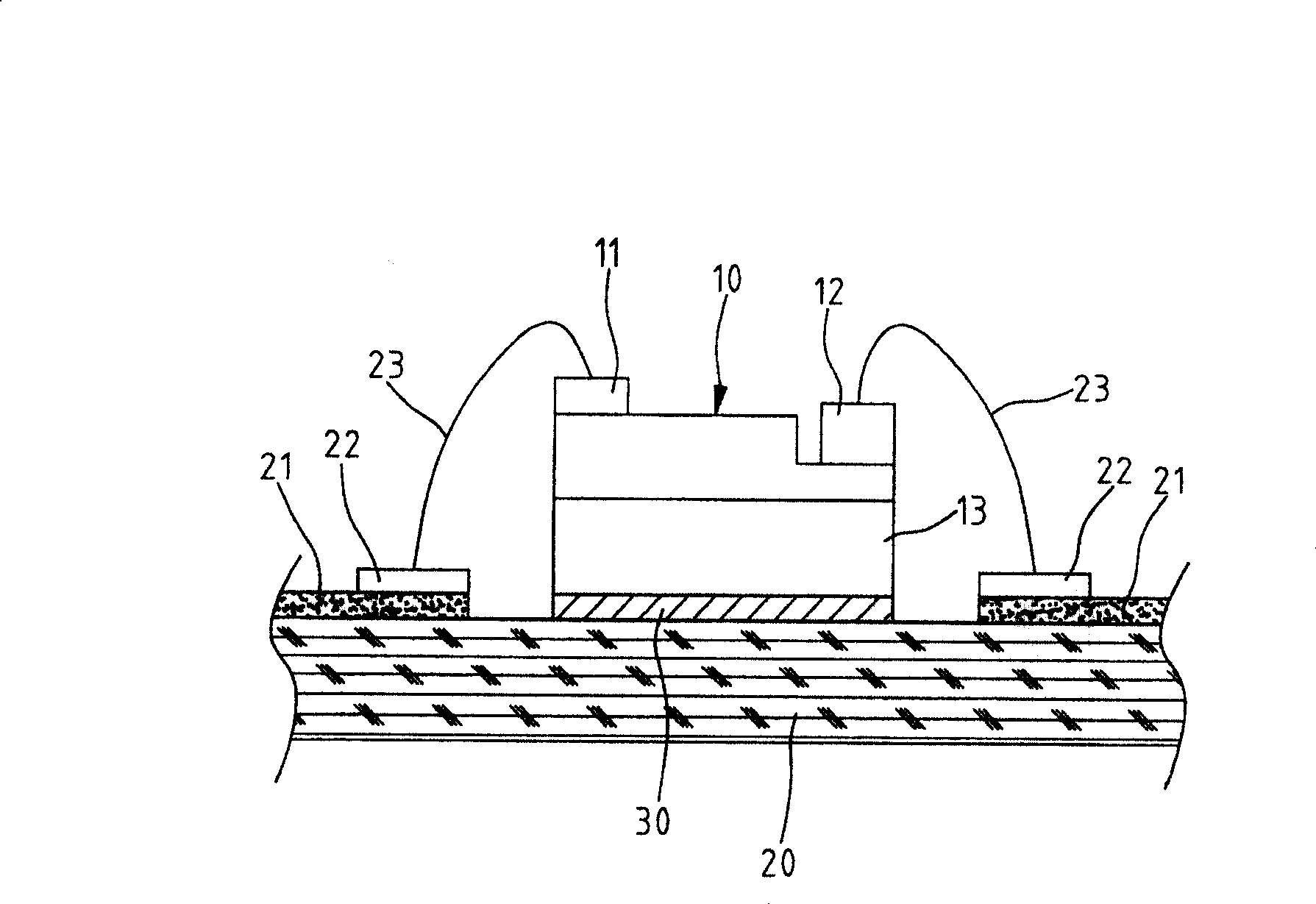 Packing structure of chip inverted-mounted light-emitting diode and packing method thereof