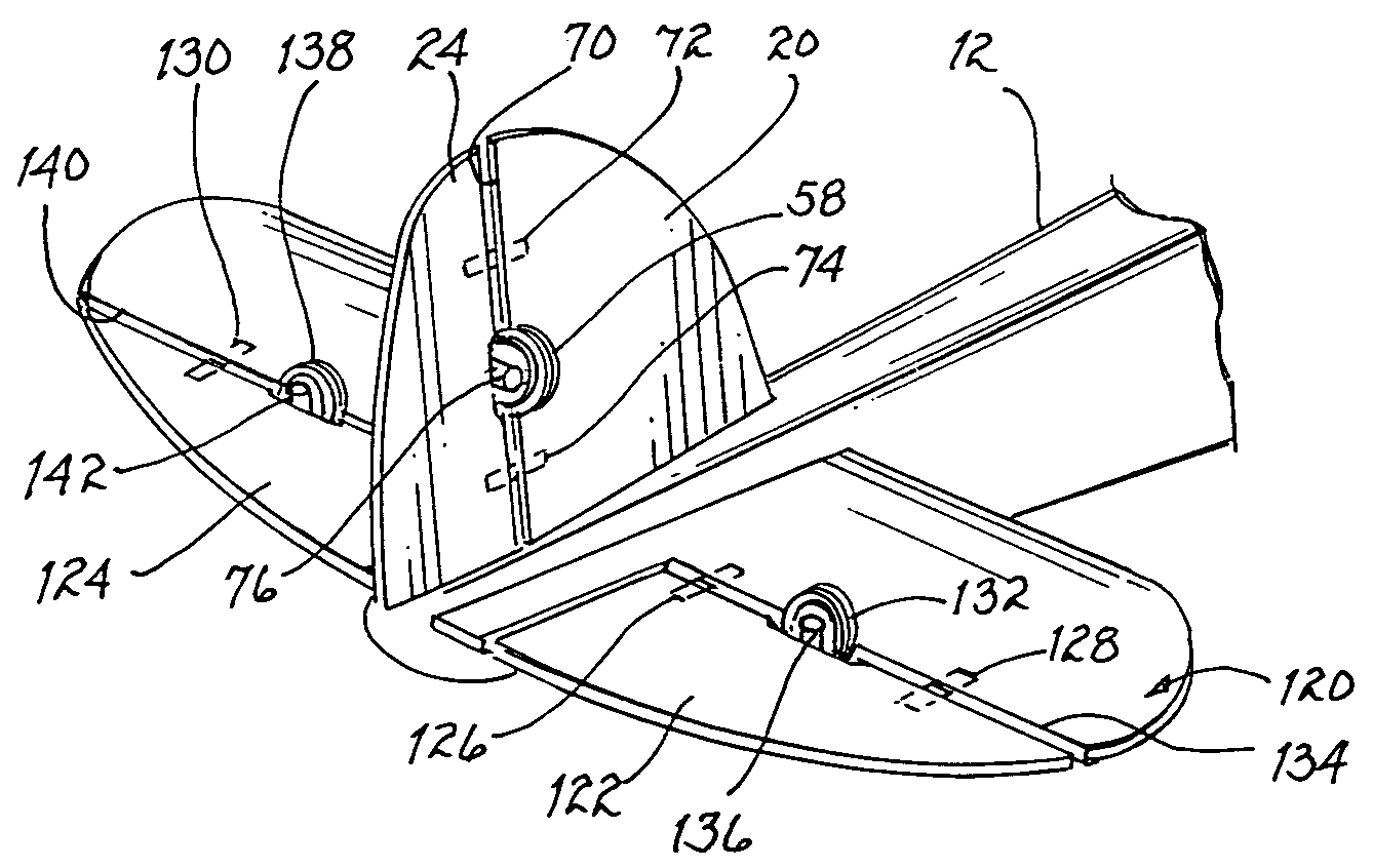 Remotely controlled model airplane having deflectable centrally biased control surface