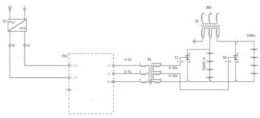High-frequency pulse direct-current oscillation charging system controlled by PLC programming