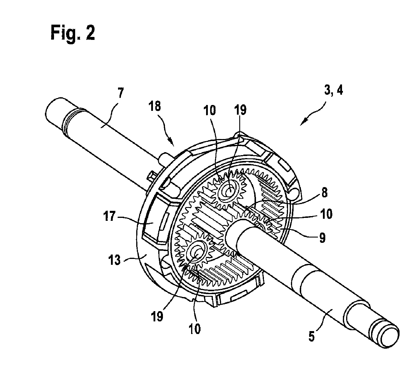 Reducing gear and starter device of an internal combustion engine