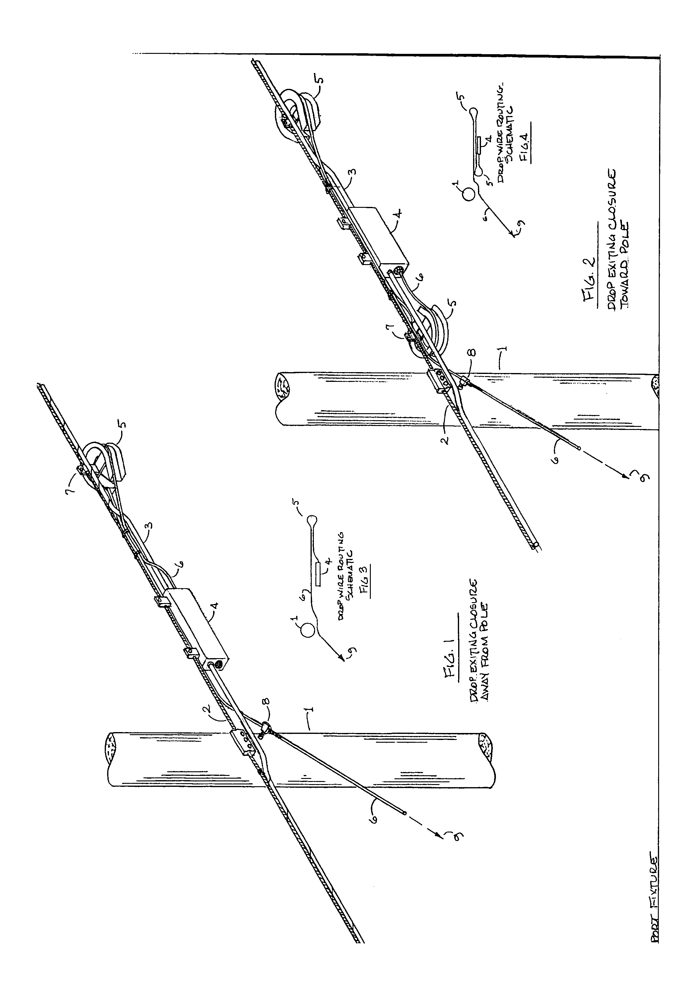 Support fixture and method for supporting subscriber specific fiber optic drop wire