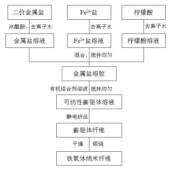 Method for preparing ferrite nano fiber