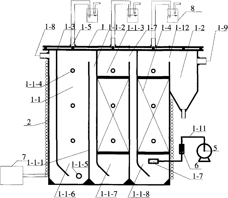 Denitrifying phosphorus removal-anammox-shortcut nitrification integrated baffled reaction equipment