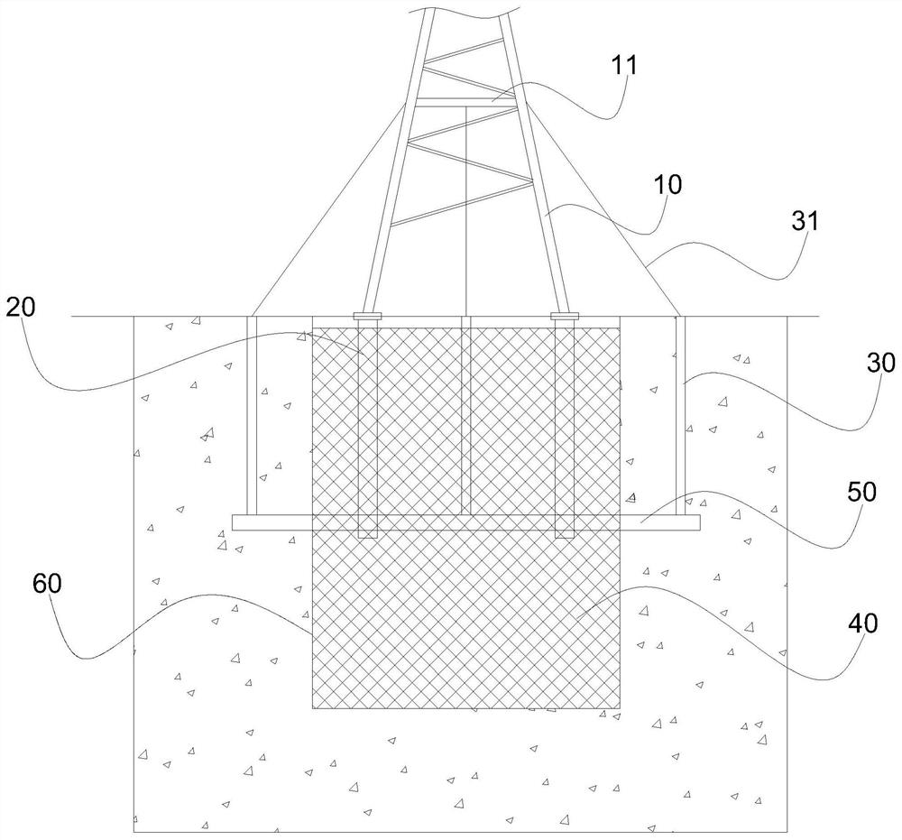 Anti-toppling iron tower capable of being applied to soft soil