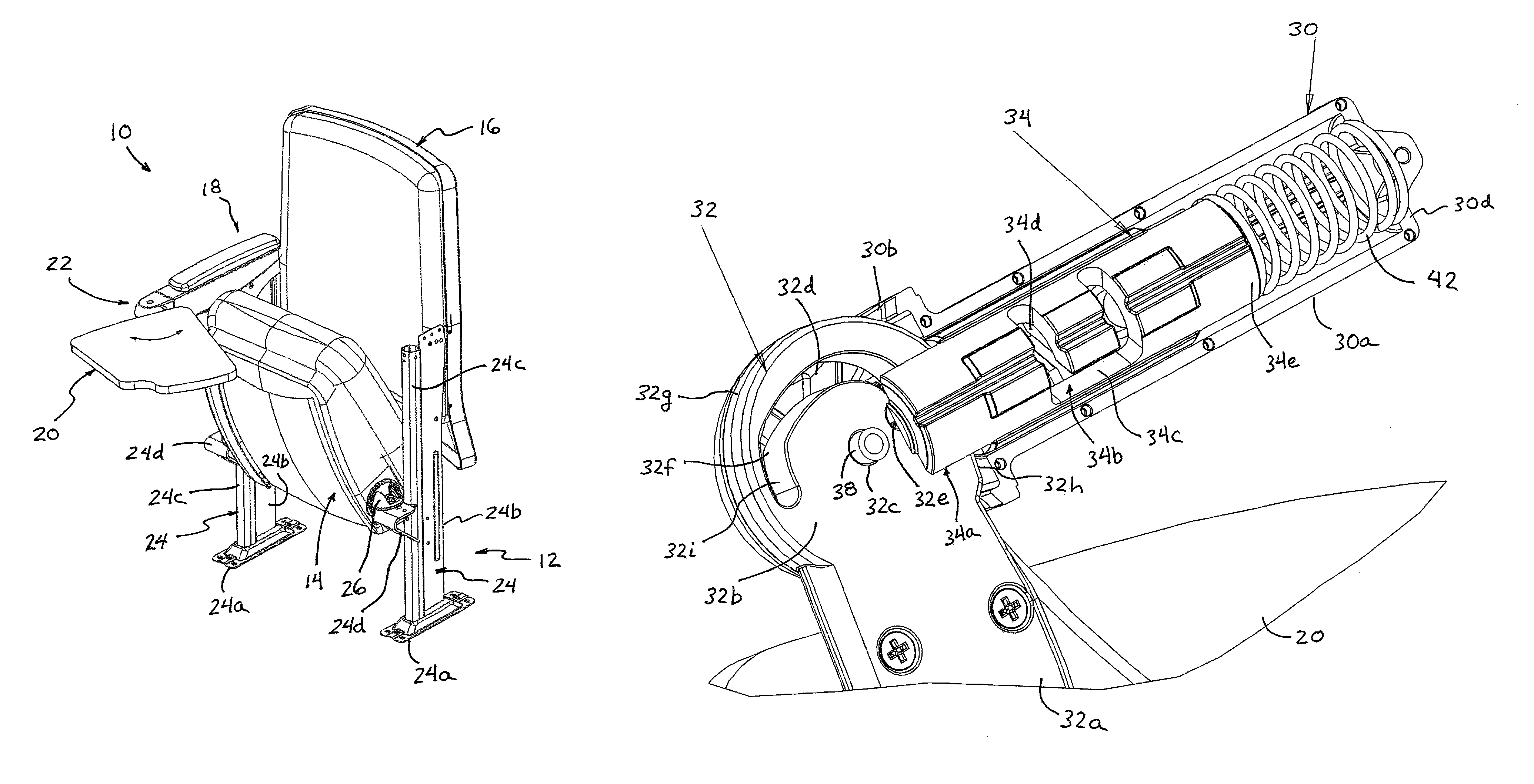 Seat with movable tablet