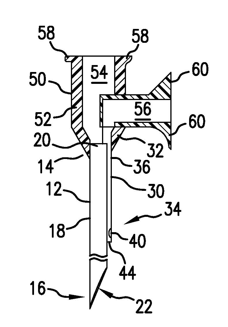 Dual-lumen needle with an elongate notch opening