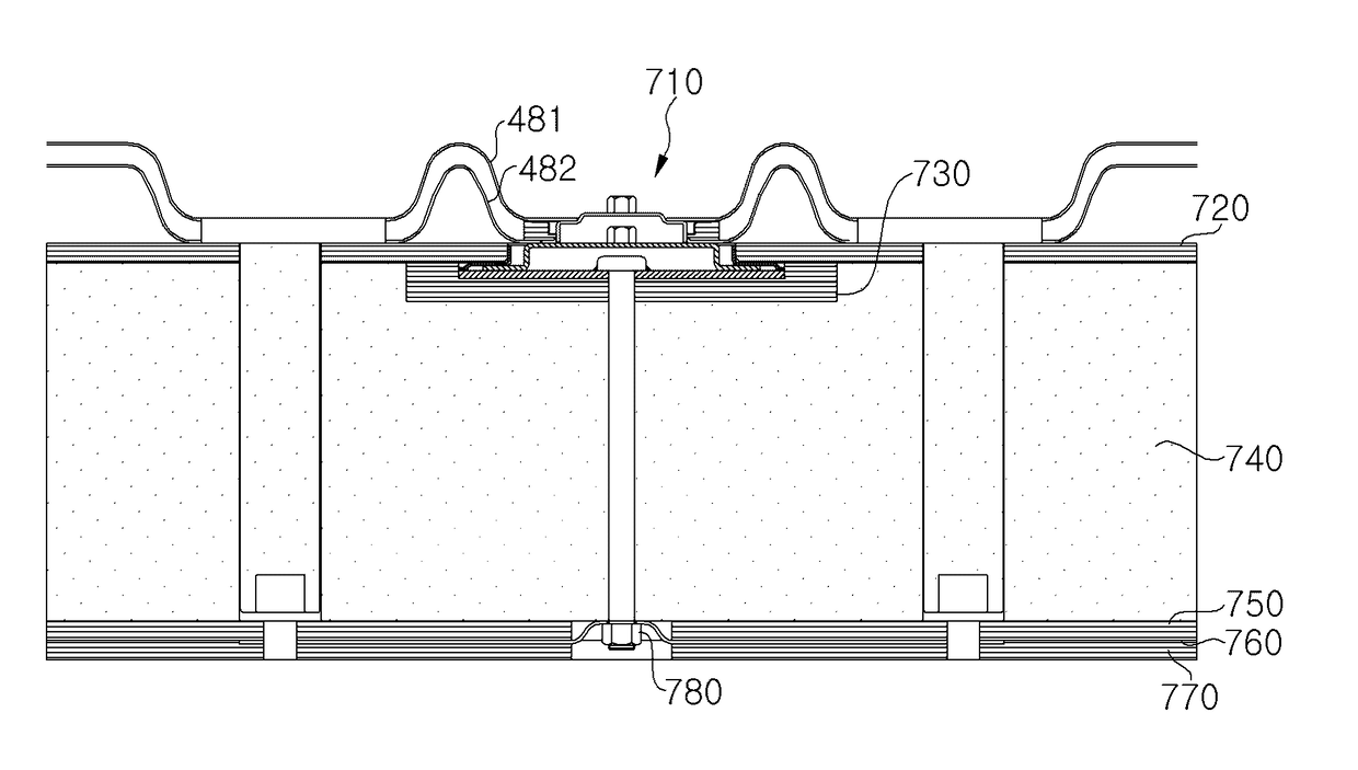 Anchor structure, and liquefied natural gas storage tank comprising said anchor structure