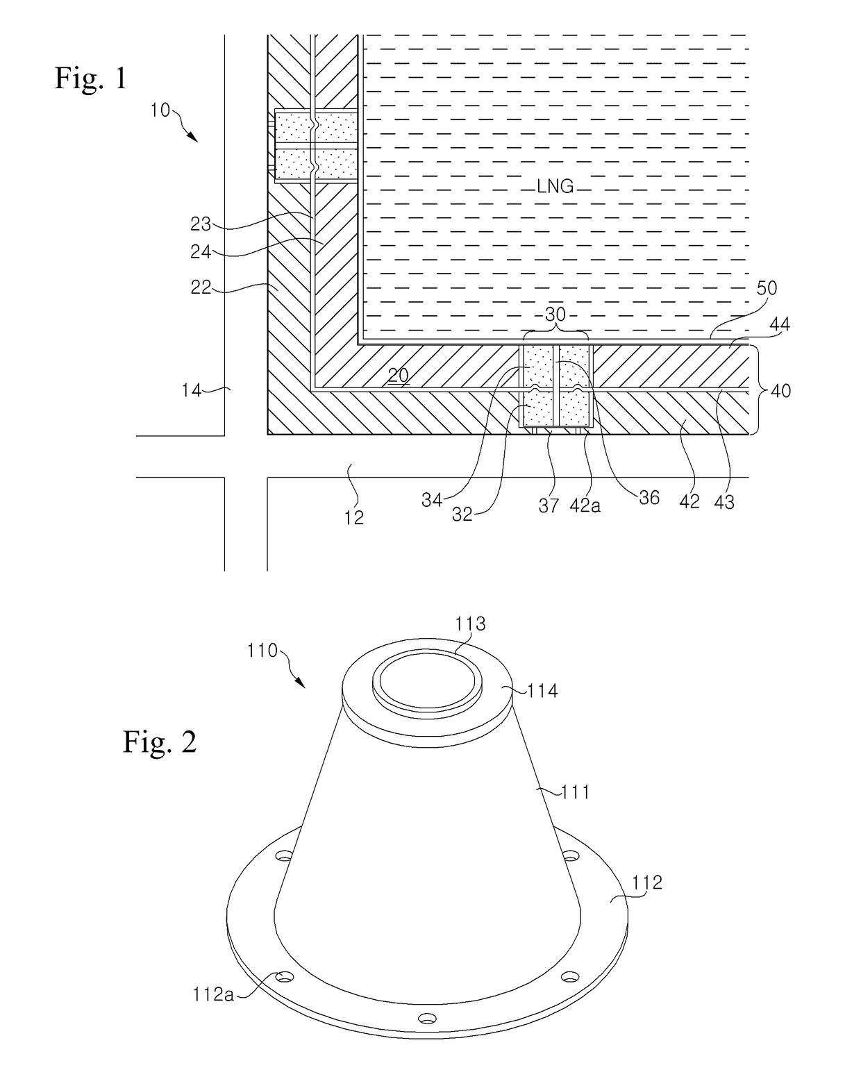 Anchor structure, and liquefied natural gas storage tank comprising said anchor structure