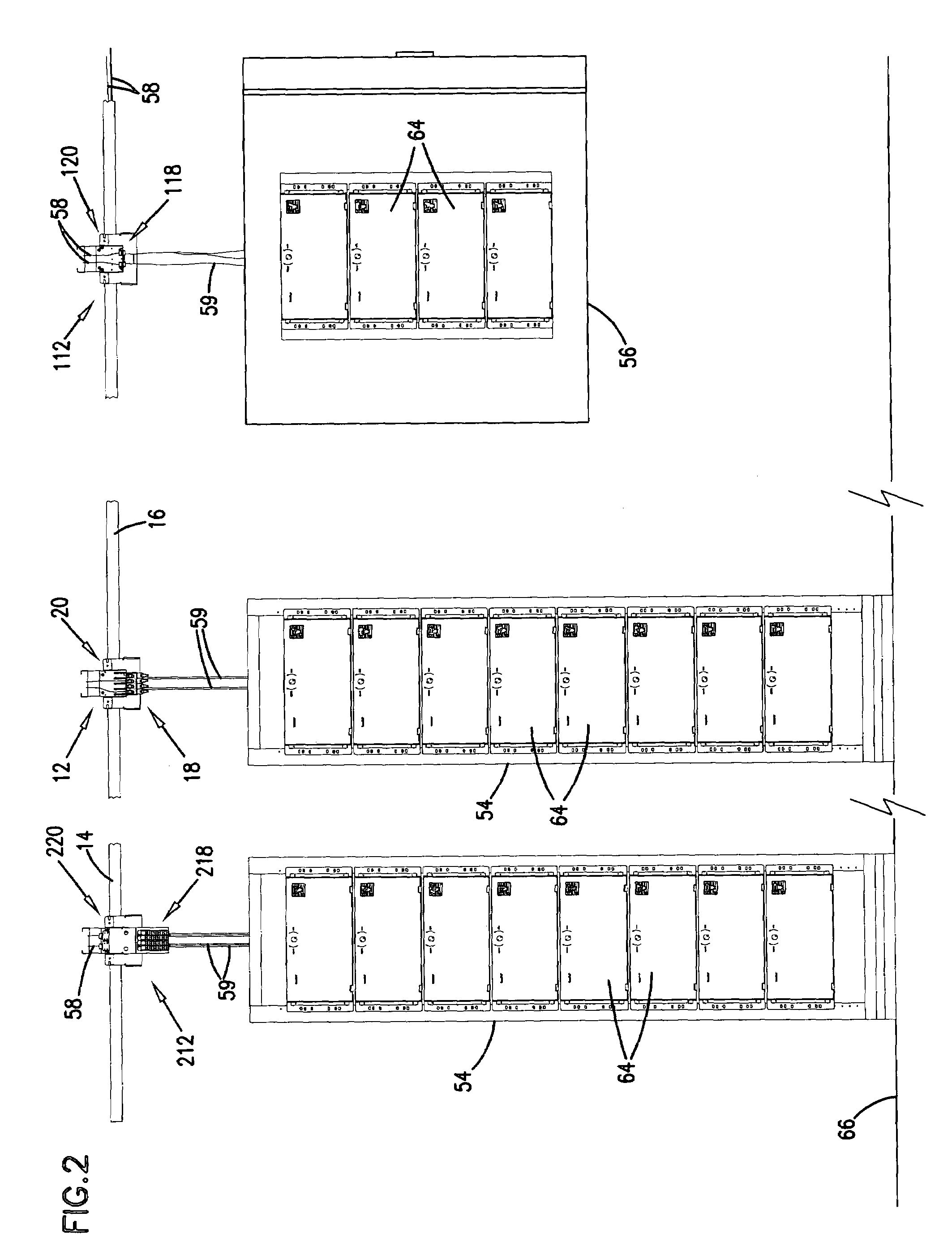 Overhead cable termination arrangement