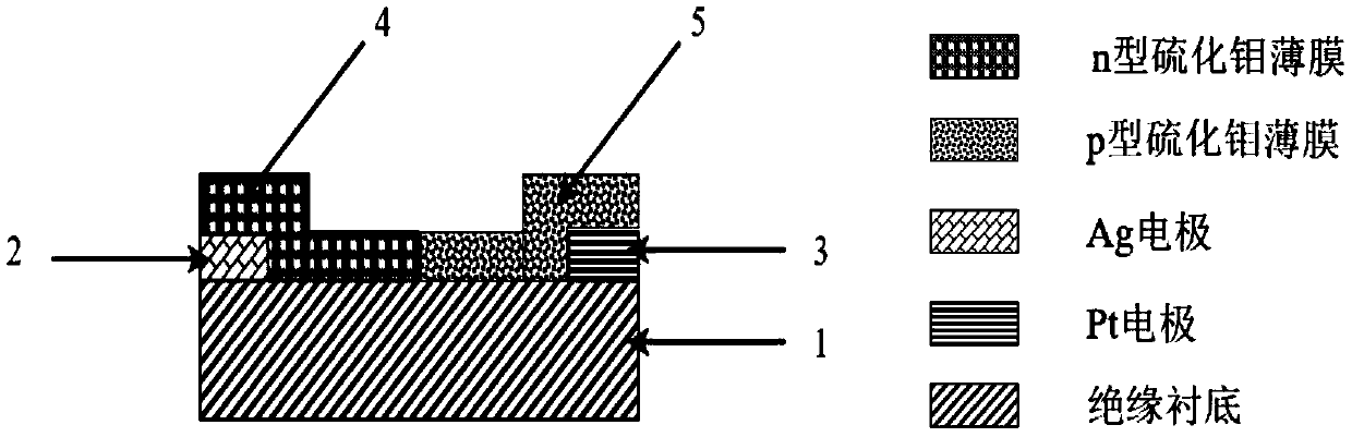 Transition metal chalcogenide compound horizontal homogeneous junction solar cell and preparation method thereof