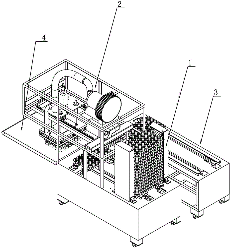 Device and method for discharging and recovering baking tray and separating food from baking tray