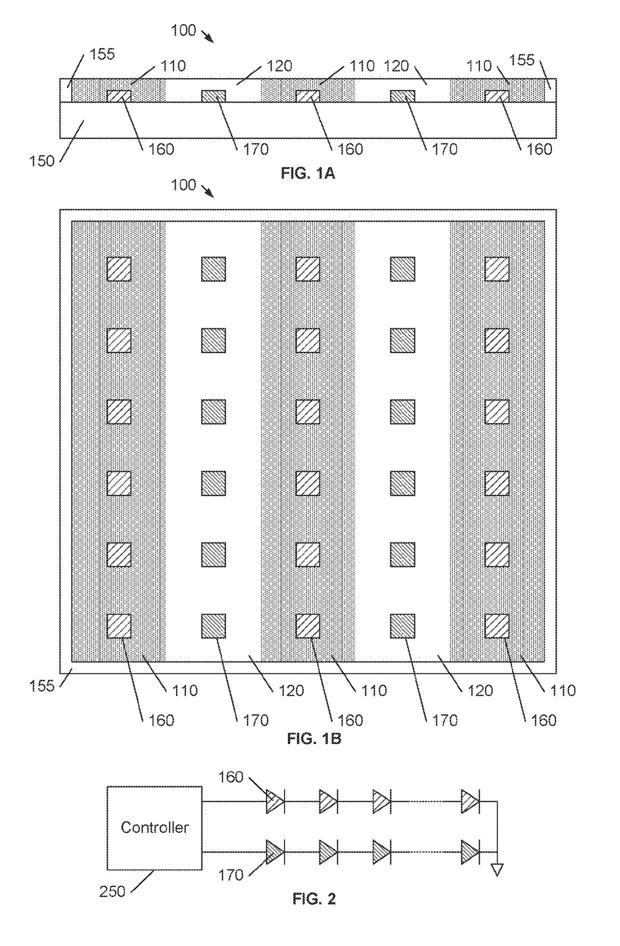 Hybrid chip-on-board LED module with patterned encapsulation