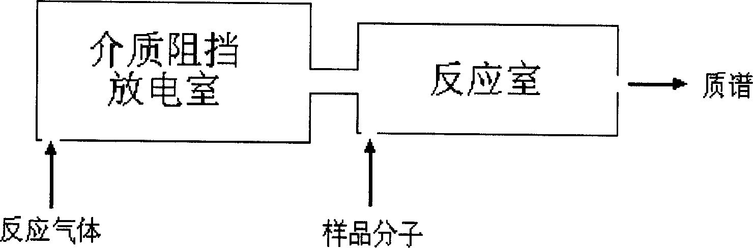 Chemical ioning method based on dielectric blocking discharge and mass ion source