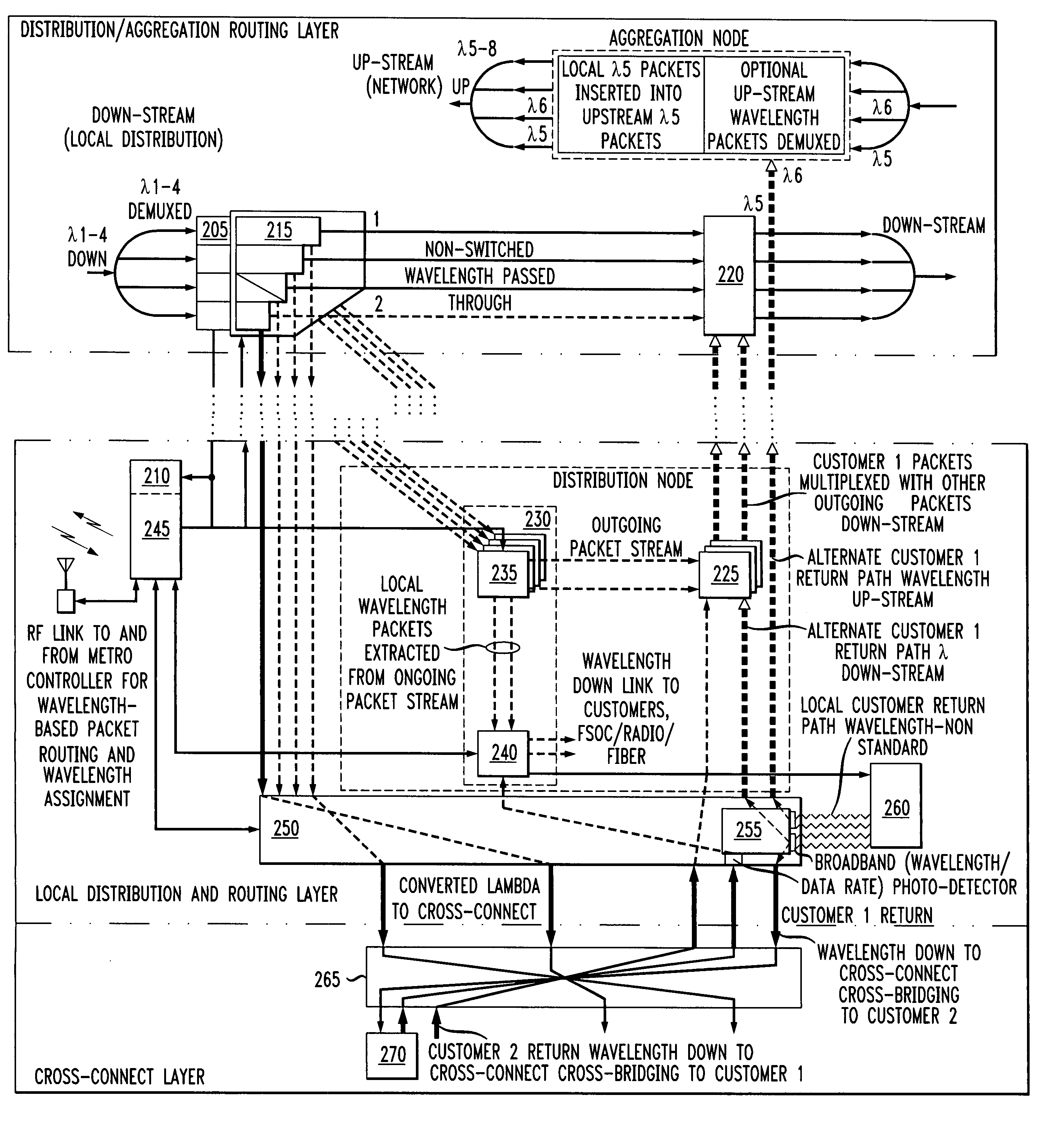 Metropolitan networks based on fiber and free space access distribution system