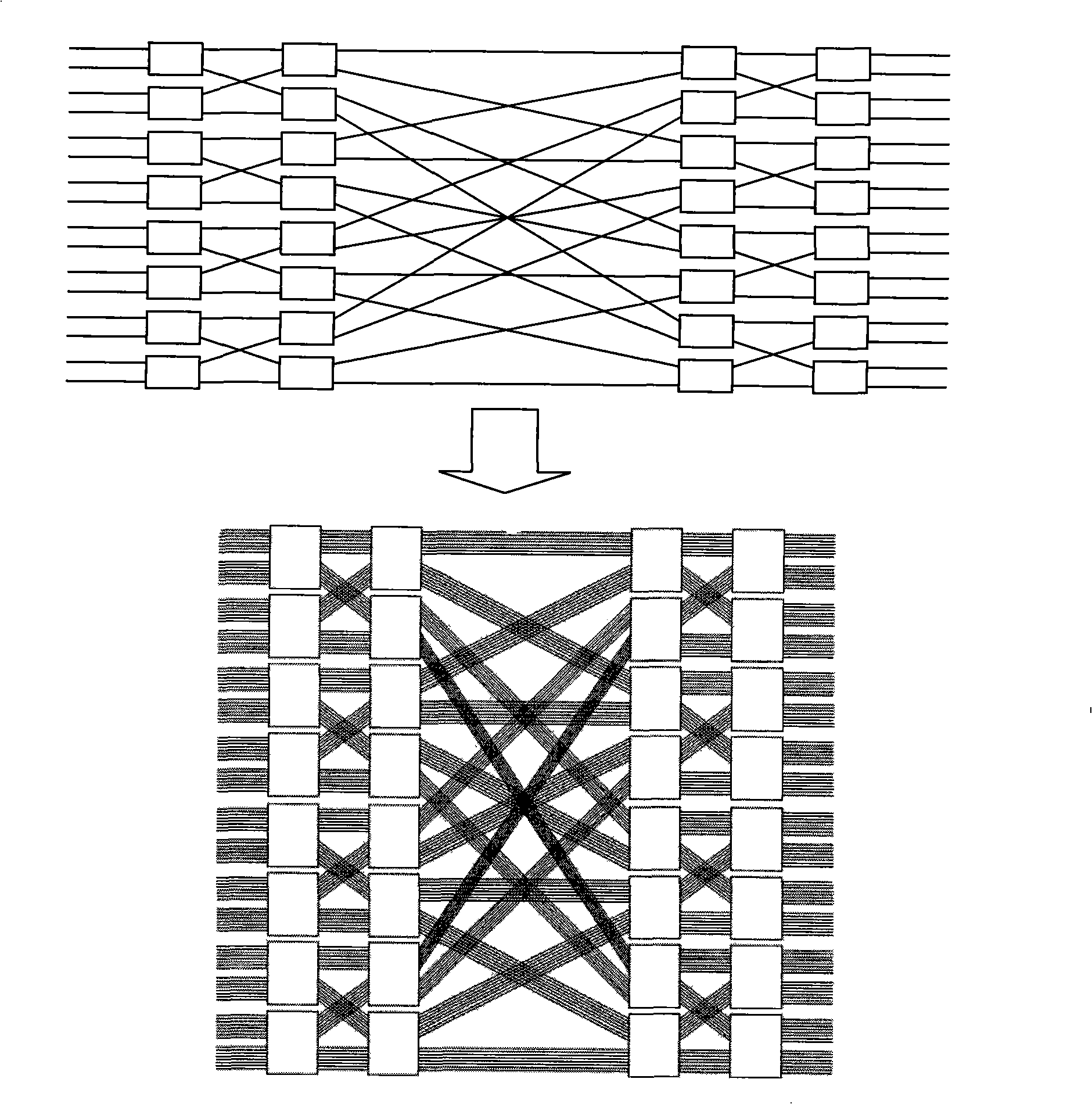 Load balance grouping and switching structure and its construction method