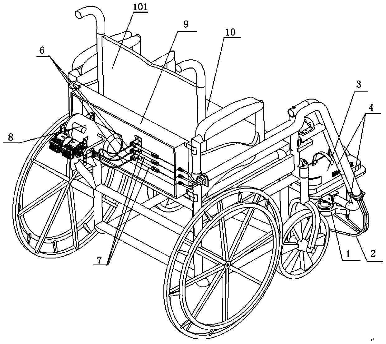 Ankle joint rehabilitation training device driven by pneumatic muscles for wheelchair