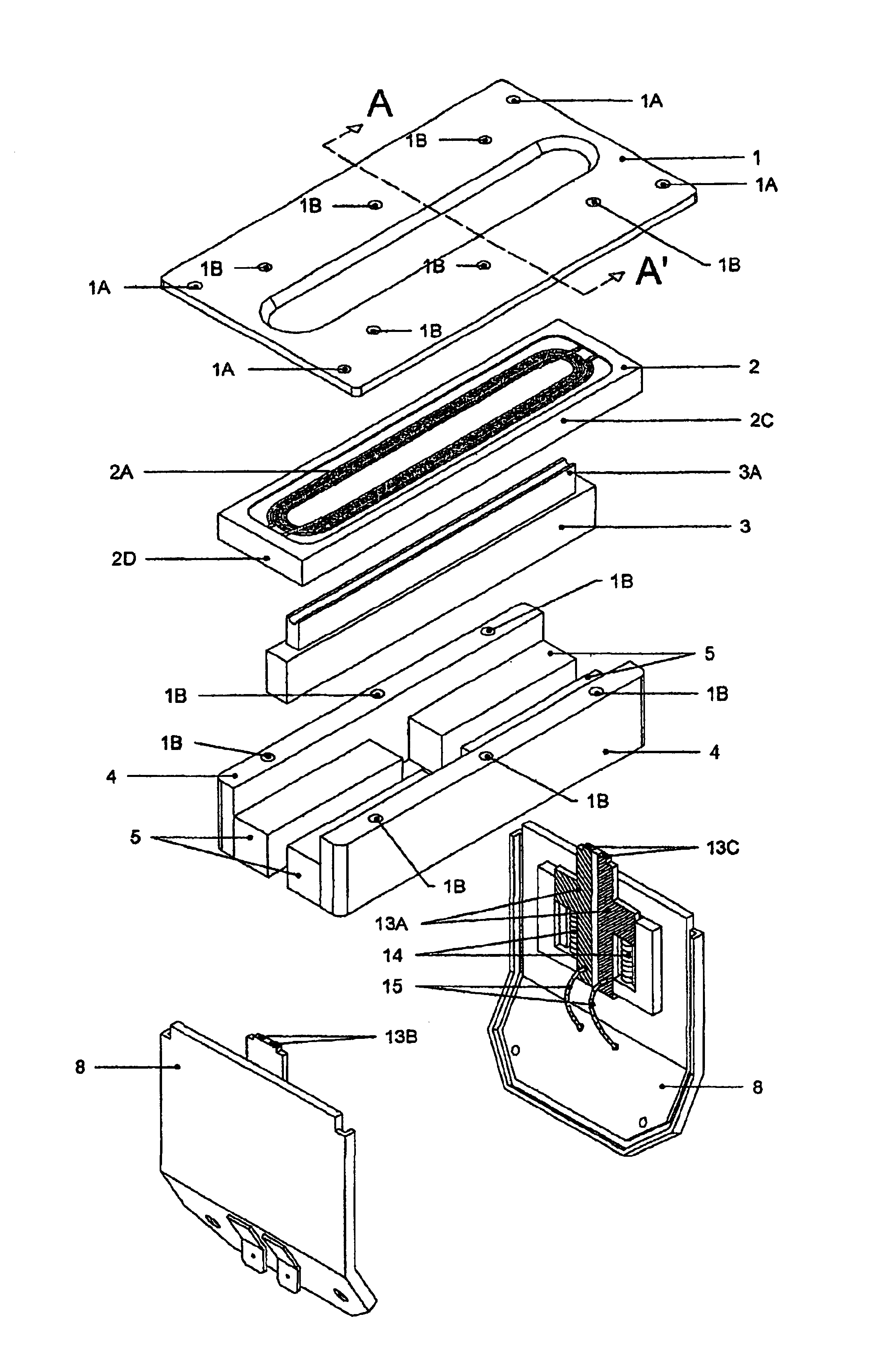 Electroacoustic transducer with field replaceable diaphragm carrying two interlaced coils, without manipulating any wires