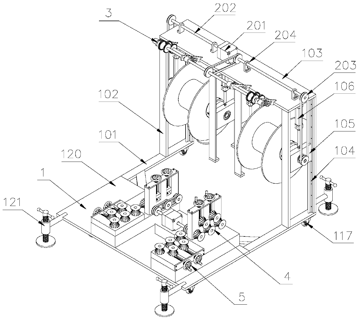 Multi-cable pay-off device for cable erection