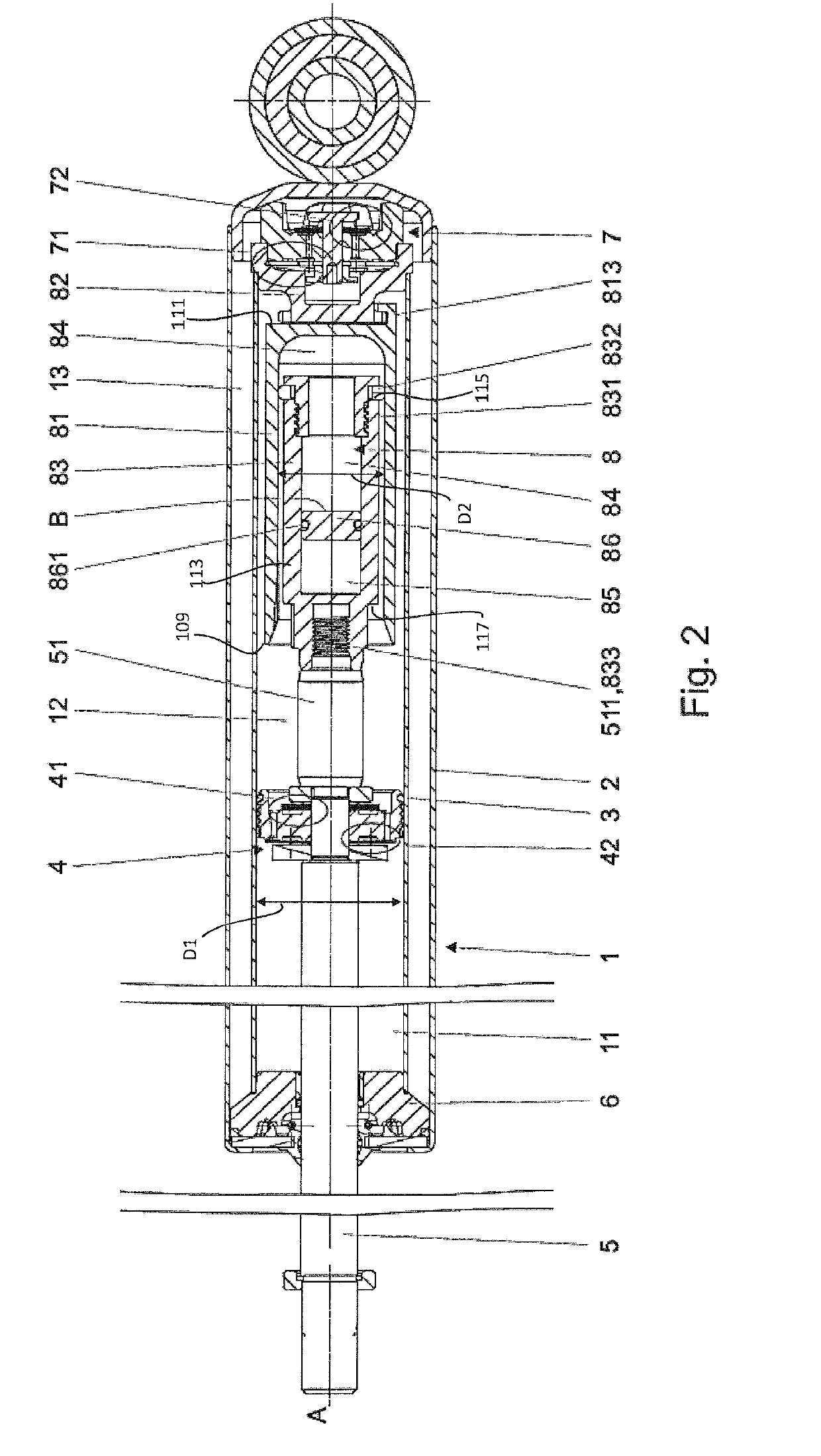 Hydraulic damper with a hydraulic compression stop assembly