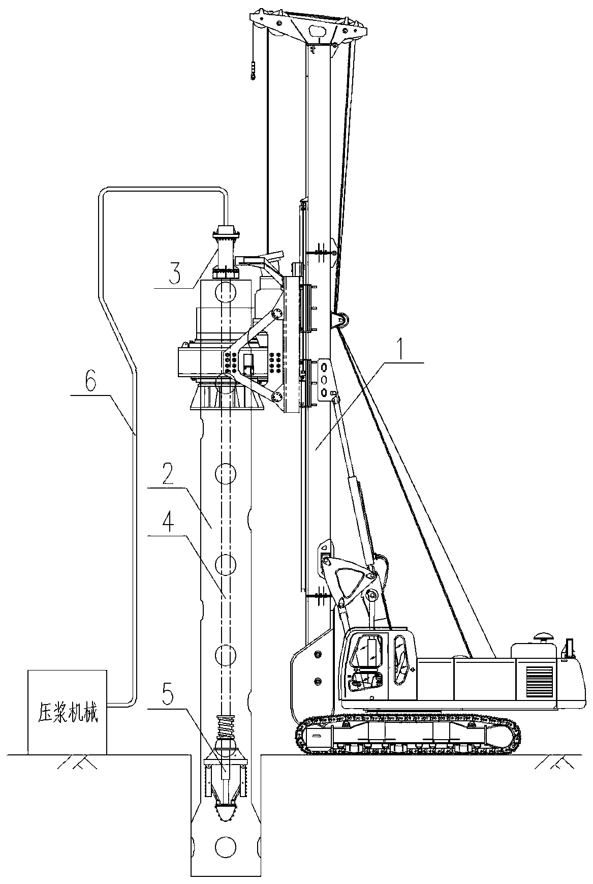 In-situ mixing steel tube pile construction system and method for coral reef geology