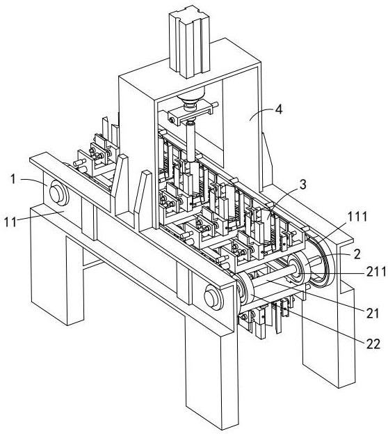 A batch grinding and deburring device for inner screw holes of nuts