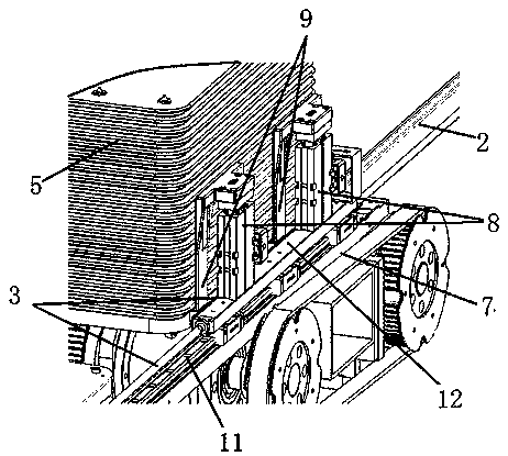 A method and device for transferring and feeding materials between two sections of a material intelligent distribution conveyor line