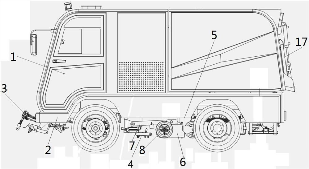 Pure electric washing and sweeping vehicle