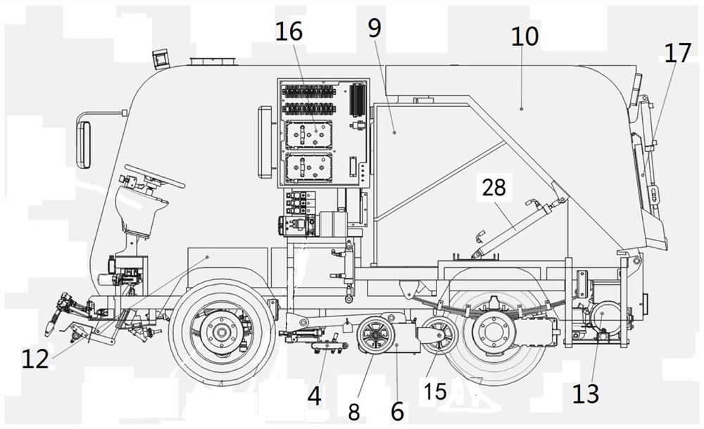 Pure electric washing and sweeping vehicle