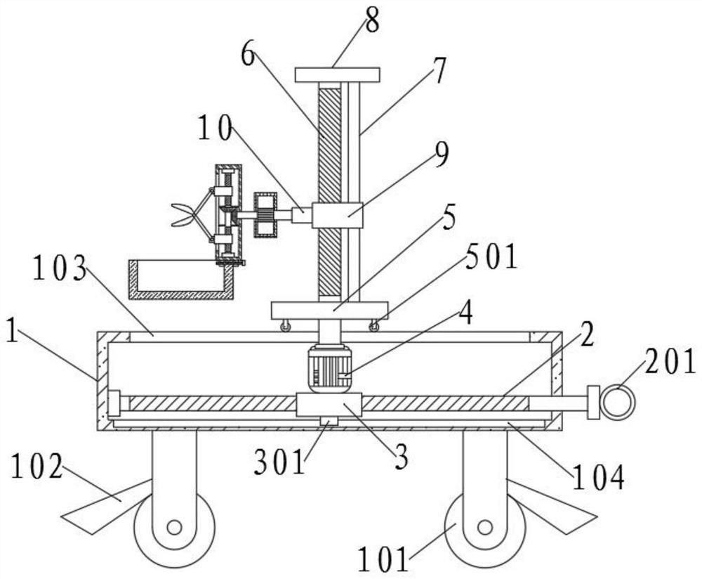 Pruning device for dwarf and close-planted pear trees and implementation method of pruning device