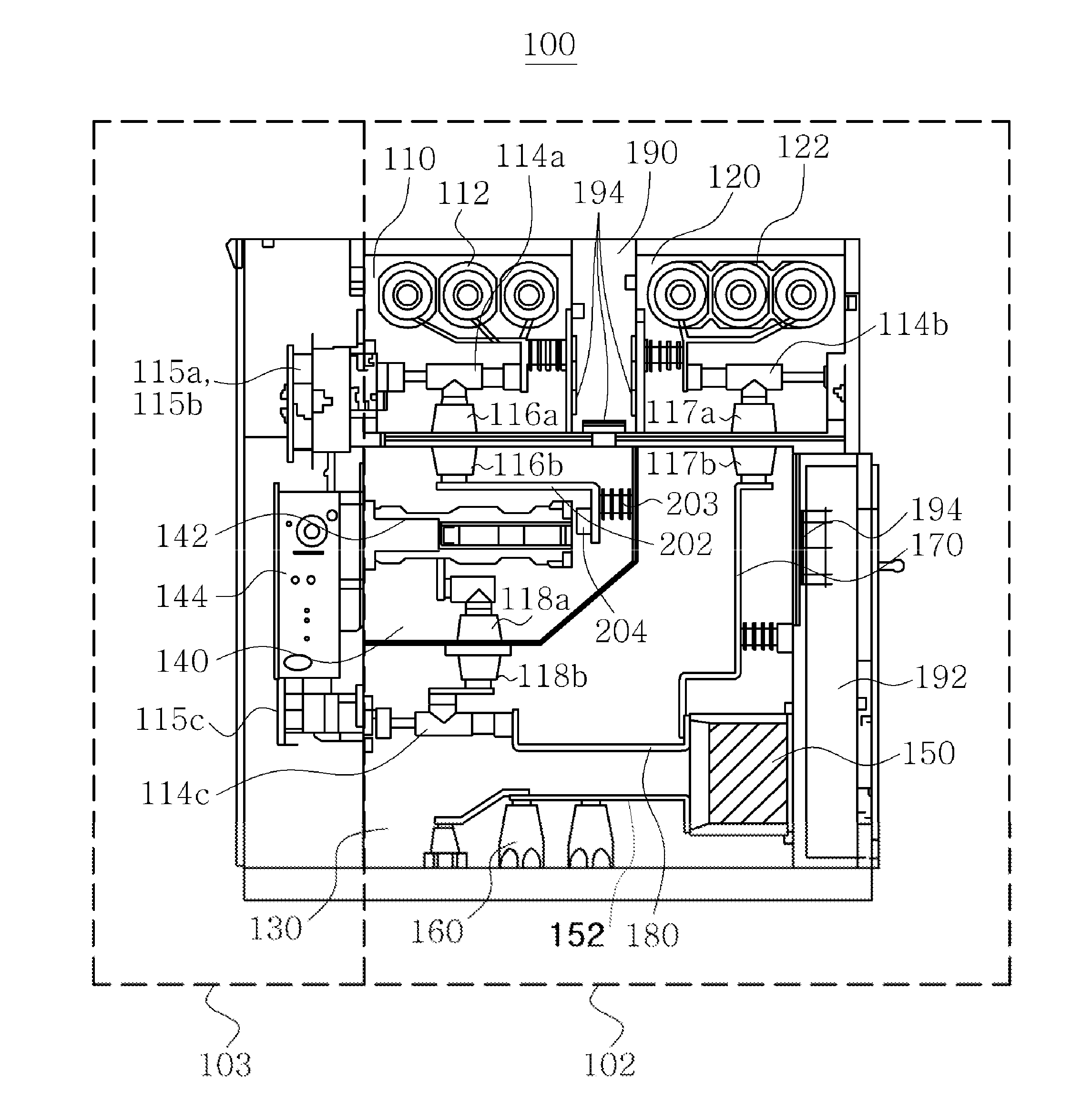 Gas insulated switchgear with withdrawable circuit breaker unit